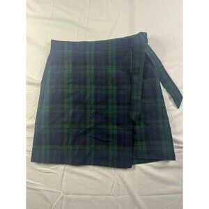 J Crew Skirt Womens Size 0 Wool Wrap Lined Green Blue Plaid Windowpane NWT
